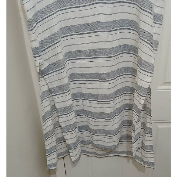 Athleta 100% linen gray white womens xl maxi loose fit dress lagenlook beach - Picture 3 of 6